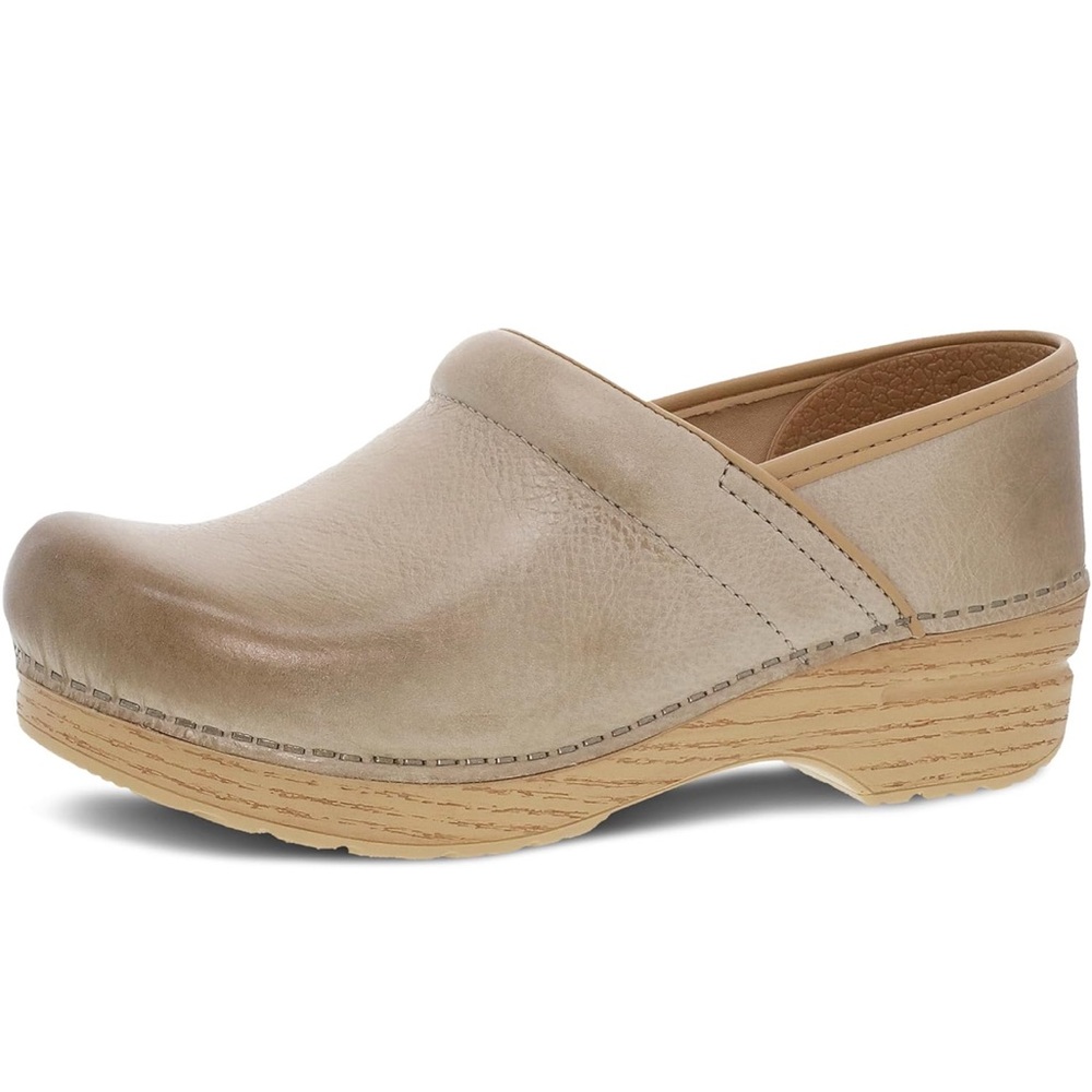 Sand Dansko Pro Honey Clog Burnished Distress Boho Cottage Coastal Festive 7.5-8